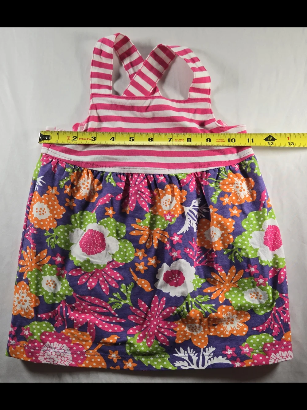 J. Khaki Pink & Purple Striped Bodice Floral Skirt Toddler Dress